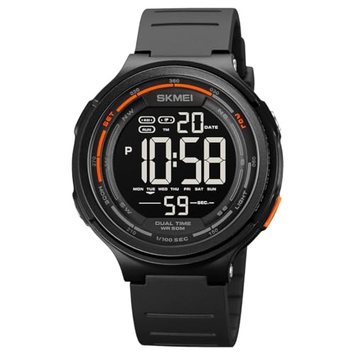 Relógio Digital Masculino Esportivo, Resistente à Água 50M, Display LCD Clara, Pulseira de Silicone Premium Macia, Multifuncional (Cronômetro/Alarme), Leve para Academia e Corrida Eletrônic