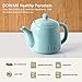 DOWAN Ceramic Teapot, 30 OZ Tea Pot with Filter Hole and Double Slots, Blooming & Loose Leaf Teapot - Turquoise