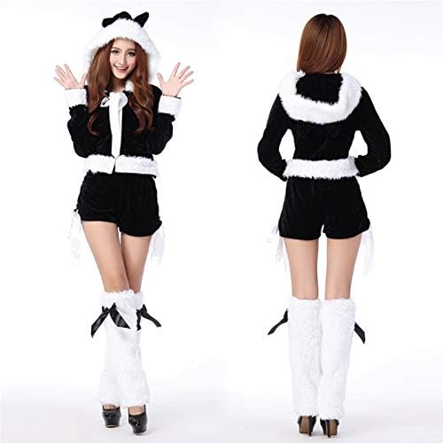 shuhong Ladies Santa Claus Adult Women's Santa Costume,coat,shorts,Leg Sets,One Size,Bust 36 Inches, Waist 29 Inches,Black