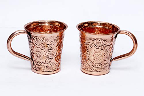 Bona fide Pure Copper Tumbler Set of 2 | Traveller's Copper Mug for Serving Water | For Ayurveda Health Benefits 250 ml set of 2 Moscow mule 250 ml eah