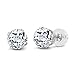 Gem Stone King 14K White Gold White Topaz Stud Earrings For Women (1.20 Cttw, Gemstone Birthstone, Round Cut 5MM)