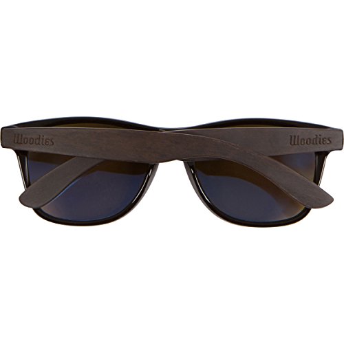 WOODIES Ebony Wood Sunglasses with Blue Mirror Lenses