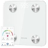 Scale,SNUUNG Body Fat Scale, High Quality Bluetooth Smart Digital, Bathroom Weight Scale,Work with iOS and Android APP, 400 Lbs (Creamy White)