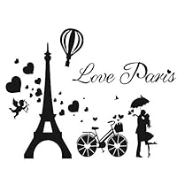 GULIGULI Love Paris Wall Decals-Eiffel Tower Romantic Vinyl Stickers for Bedroom Living Room Home Decor