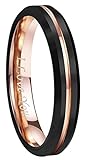 4mm 6mm 8mm 10mm Rose Gold Groove Black Matte Finish Tungsten Carbide Wedding Band Ring Engraved