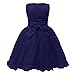 JerrisApparel Little Girls' Sequin Mesh Flower Ball Gown Party Dress Tulle Prom (6, Navy Blue)