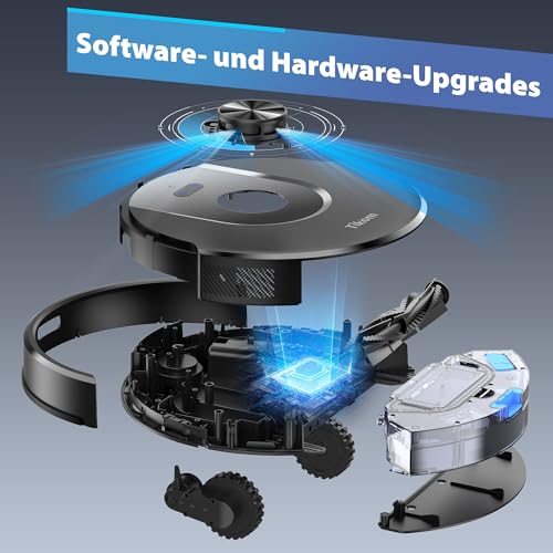 Tikom Robot Vacuum Cleaner with Mop Function, 6000Pa Vacuum Cleaner Robot with LiDAR Navigation, 150 Min Max, App Control, 14 No-Go Zones, Suction and Mop Robot for Pet Hair, Carpets and Hard Floors (L8000 Pro)