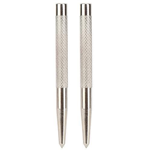 2Pcs Knurled Center Punch Kit High Carbon Steel Silver Positioning Center Punch For Fitters Mold Production Steel Plate Marking Machining and Maintenance