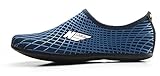 Water Sports Skin Shoes Adult Kids Slip On Aqua Barefoot Beach Socks Surf Pool Durable Outsole (US M:9.5-10, W:10.5-11, Navy)