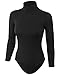 BOHENY Womens Turtleneck Bodysuit with Snap Button Closure-S-Black