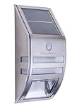 Solar Motion Sensor Light Outdoor - PIR Sensor Stainless Steel Solar Powered Led - Lifetime Guarantee - Weatherproof - Waterproof - Improve Security