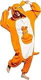 LATH.PIN Unisex Costume Animal Cosplay Kangaroo Onesie Adult Pajamas Anime Cartoon Sleepwear (S, Kangaroo)