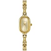CARLIEN Women Vintage Petite Bracelet Gold Dainty Watch Small Oval Analog Quartz Watch Luxury Waterproof Ladies Diamonds Wristwatch