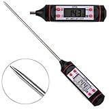 Digital Meat Grill Thermometer-JVITA Instant Read Kitchen Cooking Classic Pen Style Household Thermometer, Long Probe, LCD Screen, Best for Food, Meat, Grill, BBQ, Milk, and Bath Water, Black