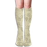 Unisex Knee High Long Socks Grapes Drawing Picture