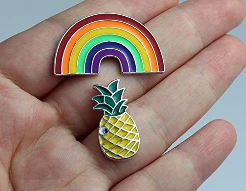 Enamel Pin Sets Cute Pins Funny Animal Lapel Pin Brooch Pin for Backpack (Rainbow Cactus Set of 6) - Thumbnail 2