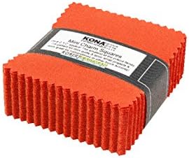 Kaufman Fabrics Kona Cotton Tiger Lily 2018 Color of the Year 2.5in Mini Charm Pack