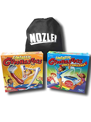 Bundle: Hasbro Gaming Fantastic Gymnastics Game Set Featuring The Original Fantastic Gymnastics, Fantastic Gymnastics Vault Challenge, and Bonus Nozlen Toy Bag