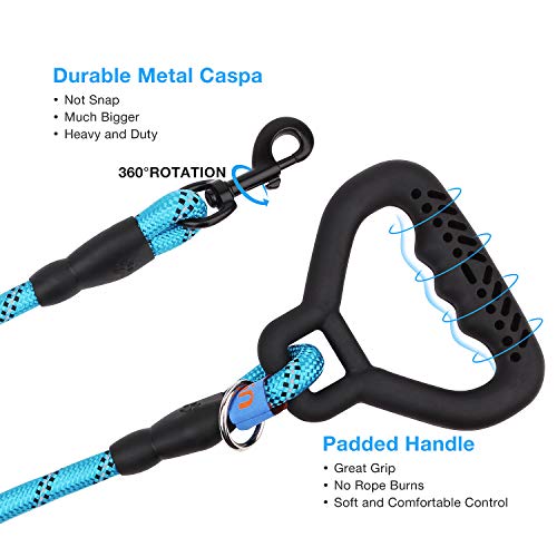 YIHATA Dog Leash Dog Leashes 6 FT Dog Training Walking Leashes with Ergonomic Soft Rubber Handle and Highly Reflective Threads, Chew Proof, Ideal for Large Medium Small Dogs (Blue) - Thumbnail 3