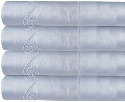 Veratex The Swirl Collection 100% Egyptian Cotton Sateen 300 Thread Count Swirl Bedroom Sheet Set, King, Ivory