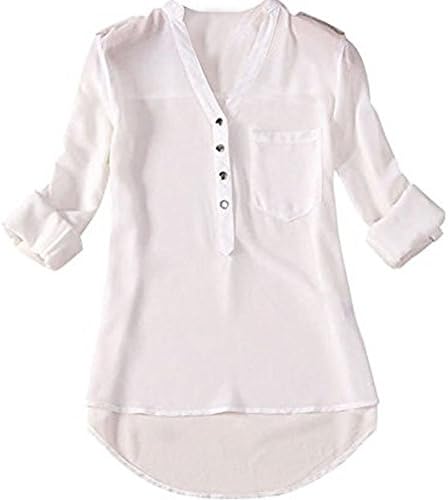 ClothingLoves Women's Cool Summer Chiffon Top T-shirt Blouses Medium White