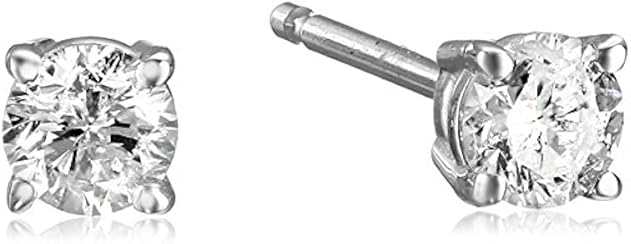 14k White Gold Round Cut Diamond Stud Earrings (1/3 cttw, K-L Color, I2 Clarity)