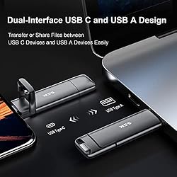 SSK 128GB Dual USB C Flash Drive,2-in-1 Type C+ USB