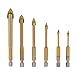 KKmoon 6pcs/set Carbide Alloy Titanium Plated Triangle Glass Drill Tungsten Steel Tile Drill
