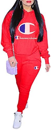 Womens 2 Piece Outfits Letter Print Long Sleeve Hoodie Top and Loose Pants Set Jumpsuit