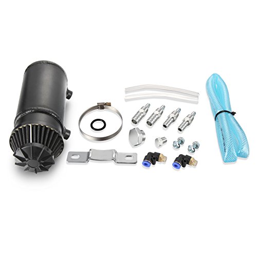 Dromedary Black Aluminum Oil Reservoir Catch Can Tank Kit Breather Filter Baffled