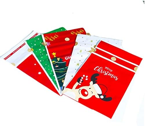 Cocal 50 Pcs Merry Christmas Cookie Bags Candy Treat Bags with Ribbons for Gift Bags, Holiday Goodie Bags and Christmas Party Favors