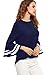 MakeMeChic Women's Elegant Bell Sleeve Striped High Low Blouse Shirt Top Navy L