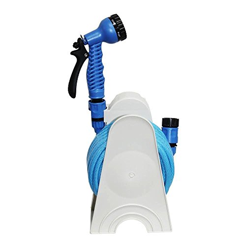 PU Health Pure Acoustics Outdoors Portable Patio Mini Garden Hose with Reel Stand, Blue