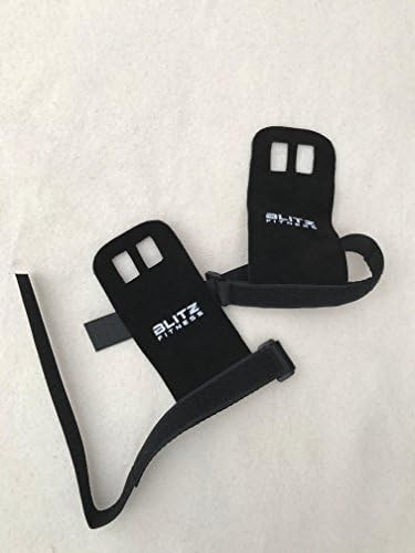 Blitz Fitness Leather Barbell Gynastics Hand Grips - Perfect for Any Type of Pull-Up Training Including: Cross-Fit - Kettlebells - WOD - Men &amp; Women (Medium)