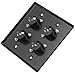 Seismic Audio SA-PLATE4 Black Stainless Steel Wall Plate with 2 Gang with 4 XLR Male Connectors