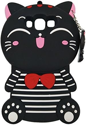 Samsung Galaxy J7 2016 Case, DUGRO Newest Cute Funny 3D Cartoon Soft Silicone [Thickening Design] [Drop Protective] Rubber Phone Case Cover - Black Striped Cat