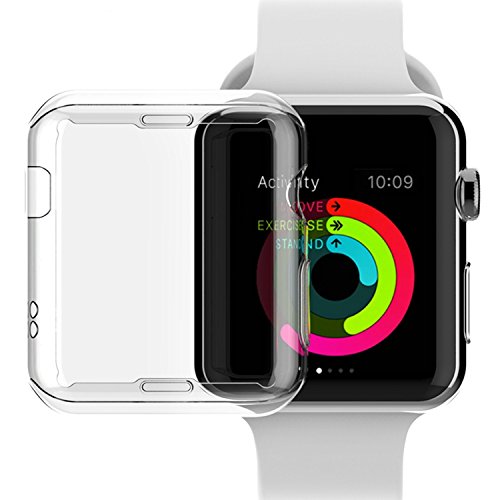 Apple Watch Full TPU Clear Case Series 3 Corner & Edge Protection W/ Screen Protector Built in Bumper Slim Skin [Watch Gel Cover] Protective Case Shockproof Ultra Thin Accessories (42mm Series 3)