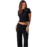 Almere Waffle Knit Lounge Set for Women Baby Tee and Sweatpants