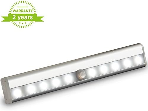 Wirelss10 LED Portable Battery Operated Motion Sensor Light Lamp with Magnetic Strip Stick on Anywhere for Closet,Cabinet,Wardrobe,Drawer,Kitchen,Hallway,Bedroom,Bathroom (white)