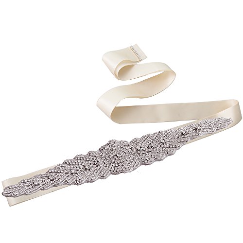 Azaleas Women's Crystal Bridal Sash Belts Wedding Belt Sashes for Wedding Ivory One Size