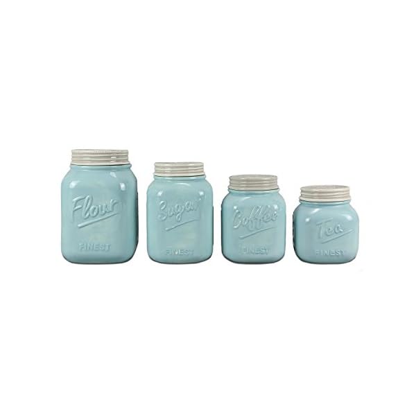 Blue Ceramic Mason Jar Canister Set (Set of 4) by ZallZo The Home