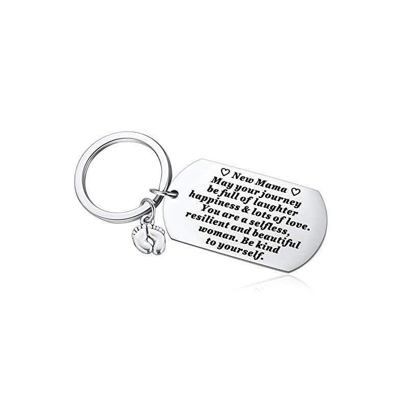 Ralukiia Pregnancy Announcement Gifts for First Time Mom to be New Mama Baby Footprints Keychain for Expecting Mommy…