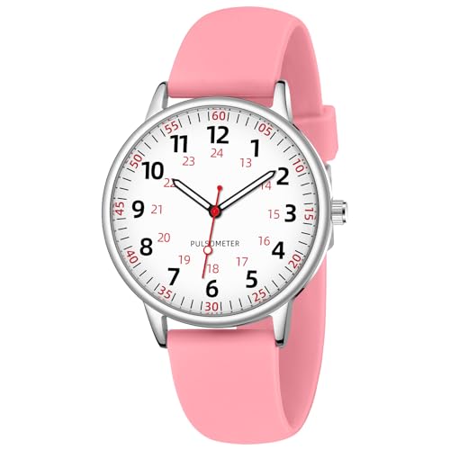 TWOPTION Nurse Watch for Women Waterproof Analog Silicone Watch with Second Hand Nursing Watch
