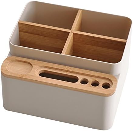 Hutiee Multifunctional Wood Office Desk Organizer Storage Compartments, Desktop Stationery Storage Box Collection, Desk Accessories Organizer Card/Pen / Remote Control Holder