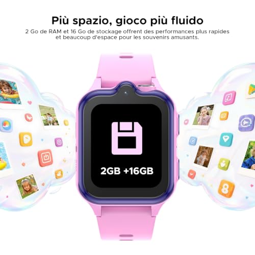 DOOGEEEco Anyscene S3 Children's GPS Smart Watch, 1.72 Inch HD Screen, 4G LTE Video Calls, IP68 Waterproof, 16 GB Memory, 900 mAh Battery, Pedometer Alarm Clock Games Birthday Gift, Pink