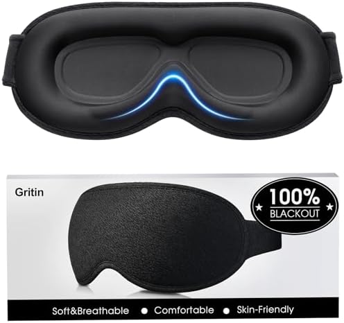 Máscara de Sono Gritin para Mulheres e Homens, Máscara de Sono Anti-Luz Sem Pressão Ocular - Design Ergonómico 3D para Pestanas e Movimentos Oculares, Ultrasoft & Máscara de Sono Confortável