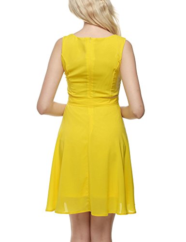 Zeagoo Damen Chiffonkleid Brautjungfernkleid Partykleid Hochzeit Kleider Festkleid mit Gürtel Einfarbig – Bild 3