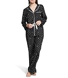 Victoria's Secret Flannel Long Pajama Set, PJ Set for Women, 2 Piece Lounge Set PJs, Flannel Pajamas, Women's Sleepwear, Black (XS)