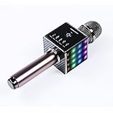 Portable Wireless Karaoke Microphone with LED Light, Mini Handheld Cellphone Karaoke Player Built-in Bluetooth Speaker, H8 Karaoke MIC Machine for Home KTV By IMMOSO (Gun Color)
