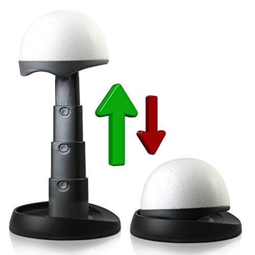 Adjustable Wig Head for Travel & Salon, Styrofoam, Collapsible Compact Stand Expands for Long and Short Wigs by Adolfo Design